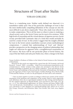 Structures of Trust after Stalin - Research Explorer
