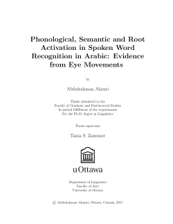 Phonological, Semantic and Root Activation in Spoken Word