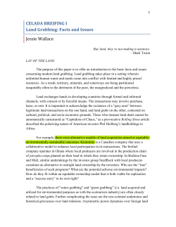 Land Grabbing: Facts and Issues