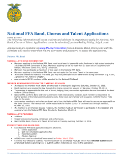 National FFA Band, Chorus and Talent Applications