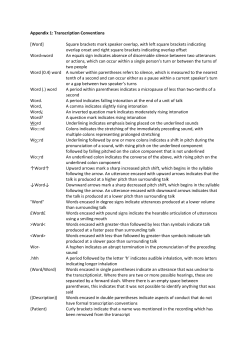 Appendix 1: Transcription Conventions [Word] Square brackets mark