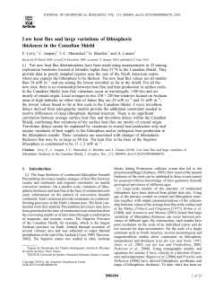 Low heat flux and large variations of lithospheric thickness in the