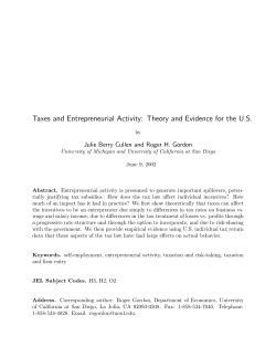 Taxes and Entrepreneurial Activity: Theory and Evidence for the U.S.