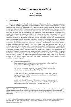 Salience, Awareness and SLA - Cascadilla Proceedings Project