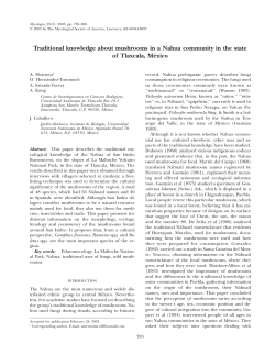 Traditional knowledge about mushrooms in a Nahua community in