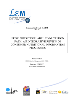 from nutrition label to nutrition path: an integrative - LEM-CNRS
