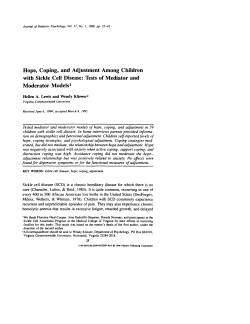 Hope, Coping, and Adjustment Among Children with Sickle Cell