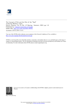 The Concept of Plot and the Plot of the "Iliad"