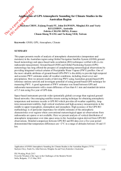 Application of GPS Atmospheric Sounding for Climate Studies in the