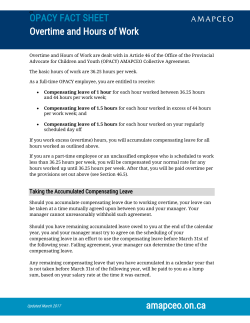 OPACY FACT SHEET Overtime and Hours of Work amapceo.on.ca