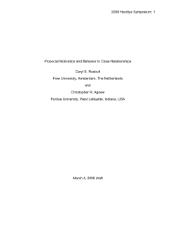 2008 Herzliya Symposium: 1 Prosocial Motivation and Behavior in