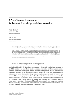 A Non-Standard Semantics for Inexact Knowledge with