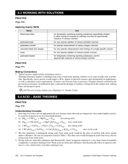 8.3 WORKING WITH SOLUTIONS 8.4 ACID&ndash;BASE THEORIES 8.4