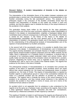 Giovanni Gellera: `A modern interpretation of Aristotle in the debate