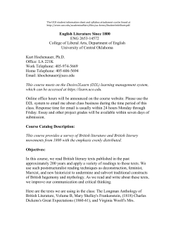 English Literature Since 1800 ENG 2653-14572 College of
