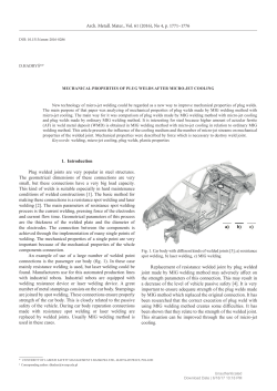Mechanical Properties of Plug Welds after Micro