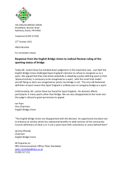 Bridge as a sport Press Release