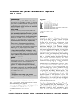 Membrane and protein interactions of oxysterols