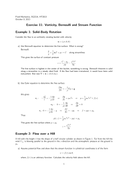 Exercise 11: Vorticity, Bernoulli and Stream Function Example 1