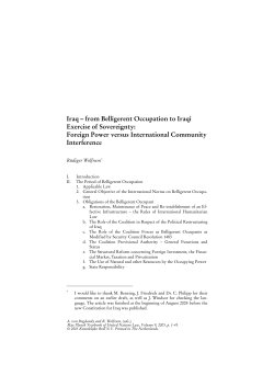 Iraq &ndash; from Belligerent Occupation to Iraqi Exercise of Sovereignty