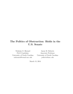The Politics of Obstruction: Holds in the U.S. Senate