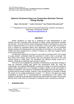 Hydronic Pavement Using Low Temperature Borehole Thermal