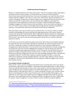 Collaborative Border Management Borders are a defining element