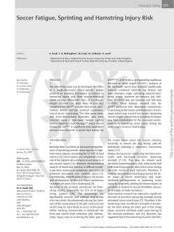 Soccer Fatigue, Sprinting and Hamstring Injury Risk - eShare