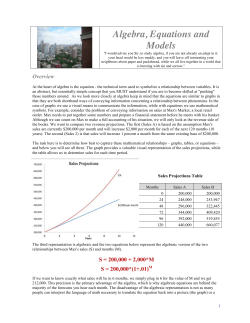 Algebra, Equations and Models