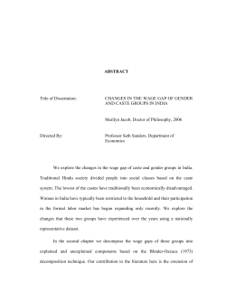 CHANGES IN THE WAGE GAP OF GENDER AND CASTE GROUPS