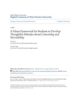 A Values Framework for Students to Develop Thoughtful Attitudes