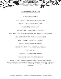 appetizer choices - Friendship House