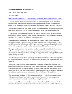 Momentum Builds for Nuclear Ban Treaty Arms Control Today, June