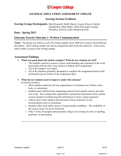 Spring 2013 Scoring Session Feedback Outcomes