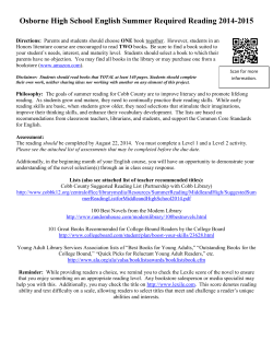 Osborne High School English Summer Required Reading 2014-2015