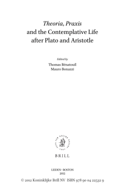 Theoria, Praxis and the Contemplative Life after Plato and Aristotle