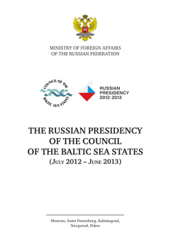 The Russian PResidency of The council of The BalTic sea sTaTes