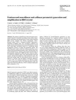 Femtosecond noncollinear and collinear parametric generation and