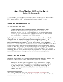 Once More, Matthew 28-19 and the Trinity