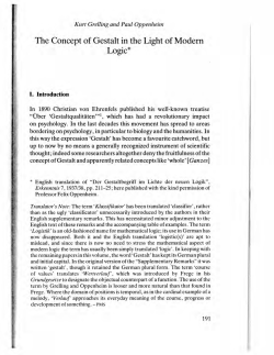The Concept of Gestalt in the Light of Modem Logic