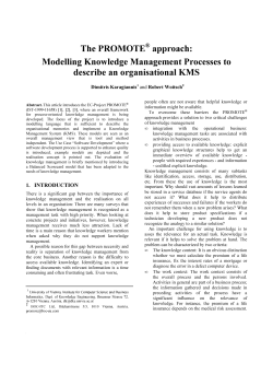 The PROMOTE   approach: Modelling Knowledge Management