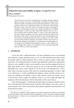 Industrial Action and Liability in Japan: A Legal Overview (PDF:561KB)