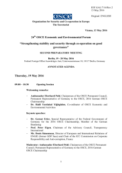 24 OSCE Economic and Environmental Forum &ldquo;Strengthening