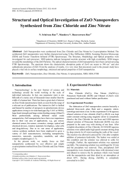 ZnO, Nanopowders, Zinc Chloride, Zinc Nitrate, Co
