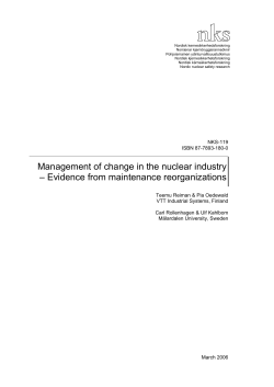 Management of change in the nuclear industry&ndash;Evidence from