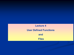 LECTURE 5 User Defined Functions