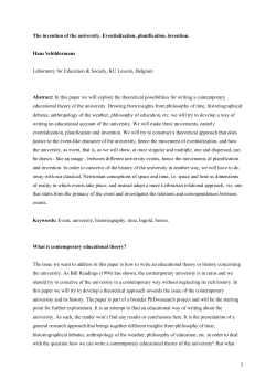 1 The invention of the university. Eventialization, planification