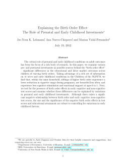 Explaining the Birth Order Effect: The Role of Prenatal and Early