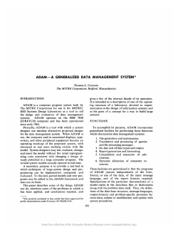 ADAM-A GENERALIZED DATA MANAGEMENT SYSTEM*