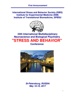 Conference 1st Announcement - International Stress and Behavior